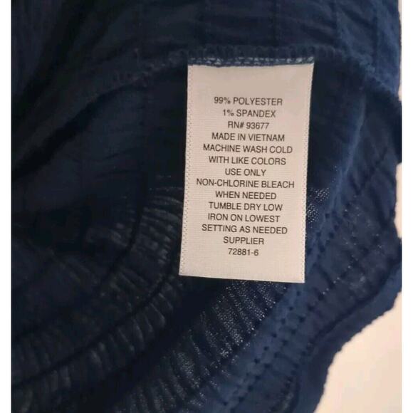 ANA Navy NWT Square Neck Puff Short Sleeve Medium Crinkle Material With Stretch - Picture 11 of 13